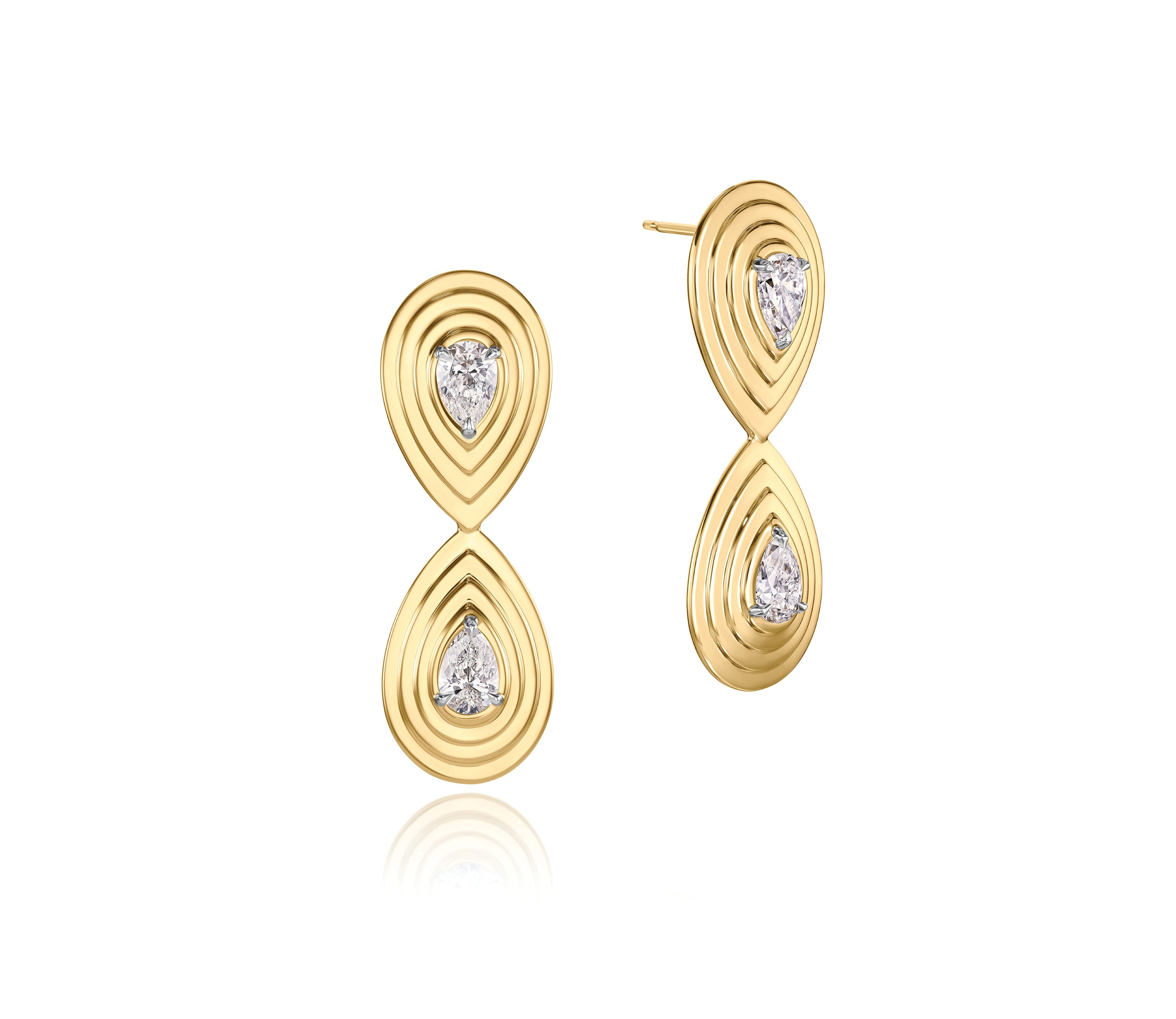 Pear Shape Diamond Layered Pear Double Studs