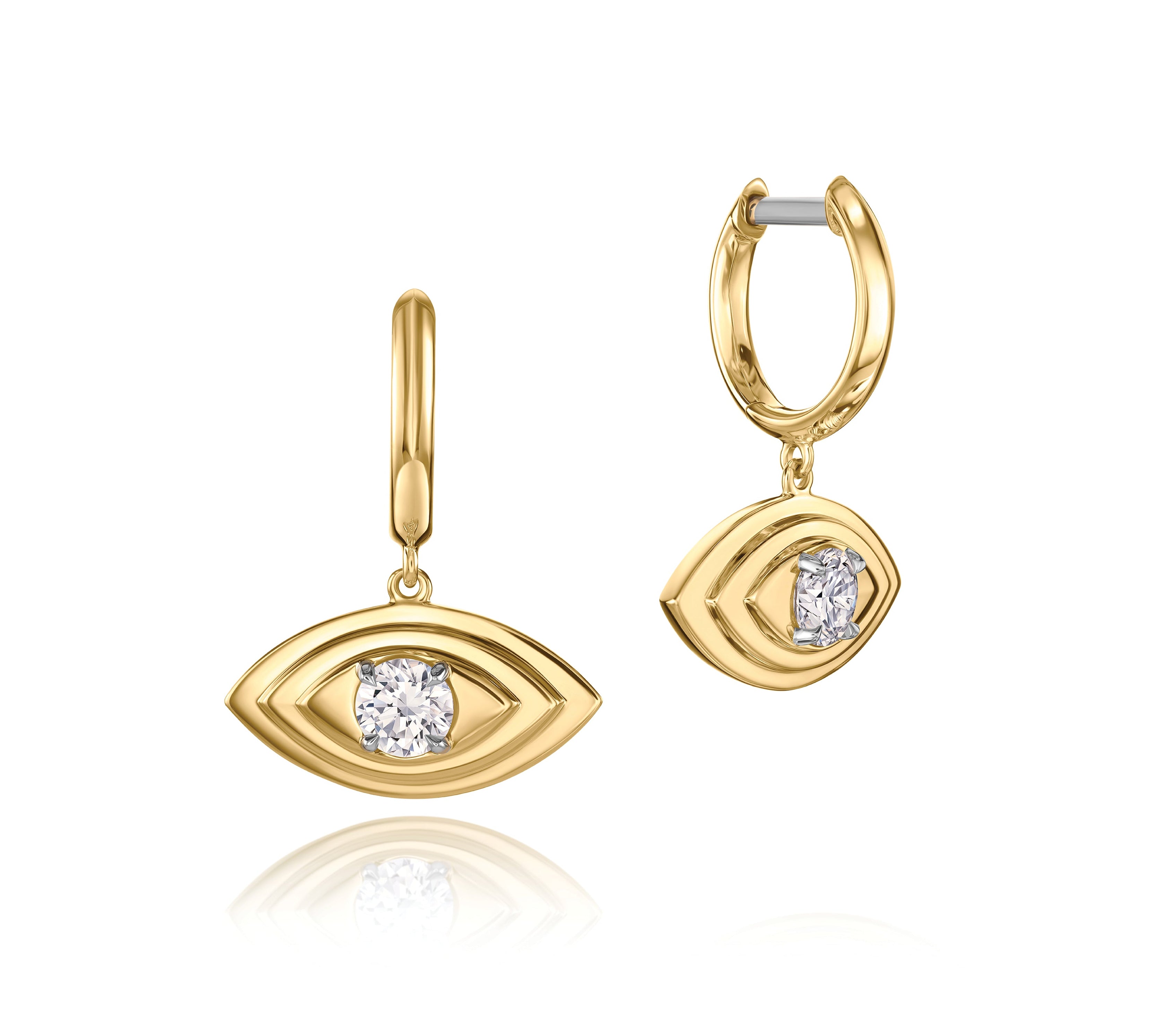 Round Diamond Evil Eye Layered Huggies