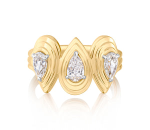 Triple Pear Shape Diamond Layered Pear Band Ring