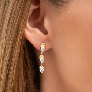 Triple Layered Pear Studs