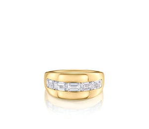 Emerald Cut Diamond E-W Bubble Band Ring