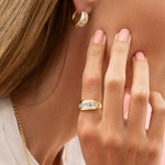 Emerald Cut Diamond E-W Bubble Band Ring