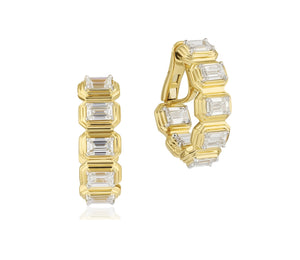 Emerald Cut Layered Hoops