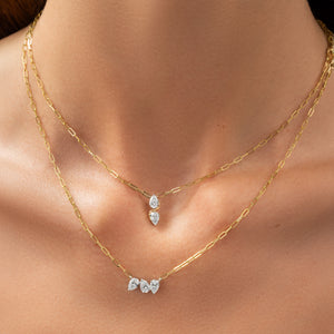 Double Pear Diamond Cuddle Necklace