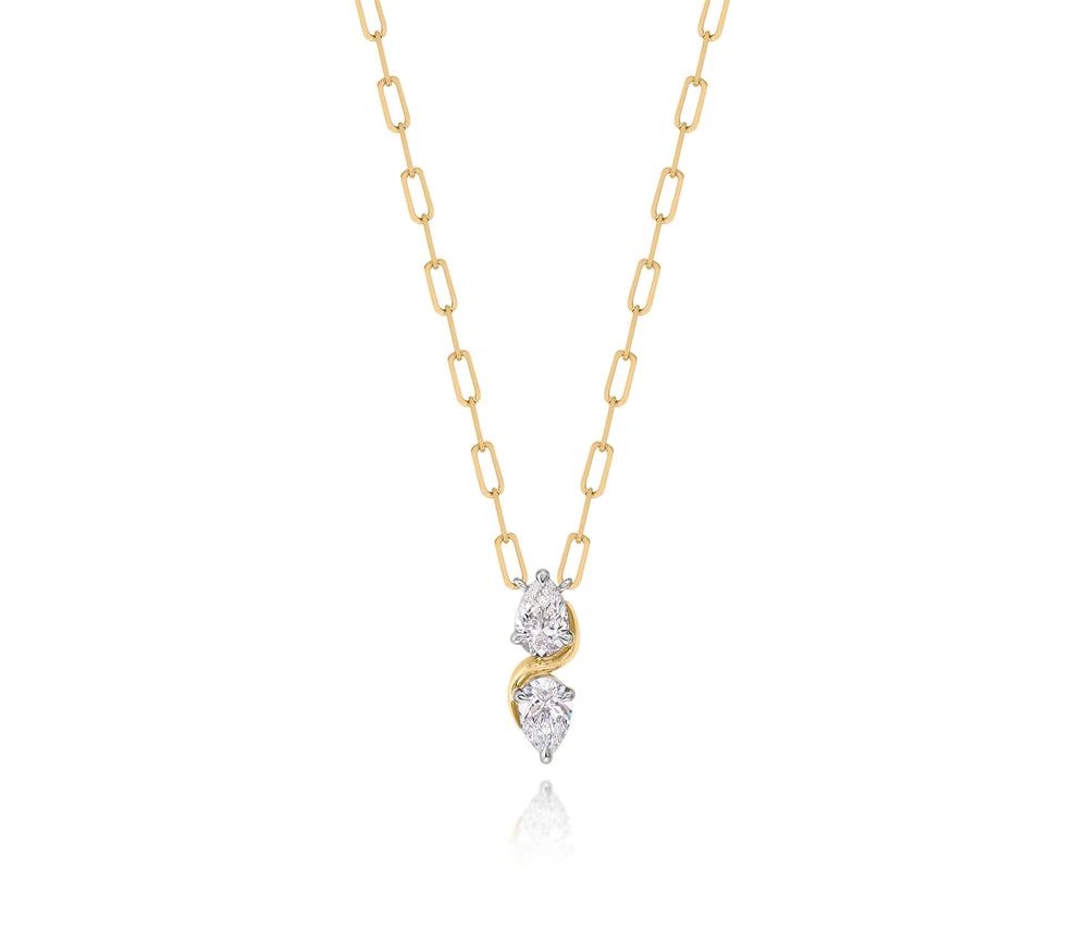 Double Pear Diamond Cuddle Necklace