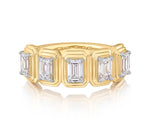 Emerald Cut Diamond Five Stone Layer Eternity Band Ring