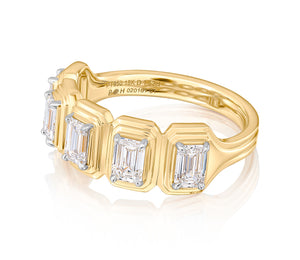 Emerald Cut Diamond Five Stone Layer Eternity Band Ring