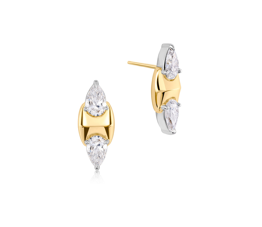 Double Pear Shape Diamond Studs