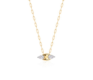 Double Pear Diamond Bow Tie Necklace