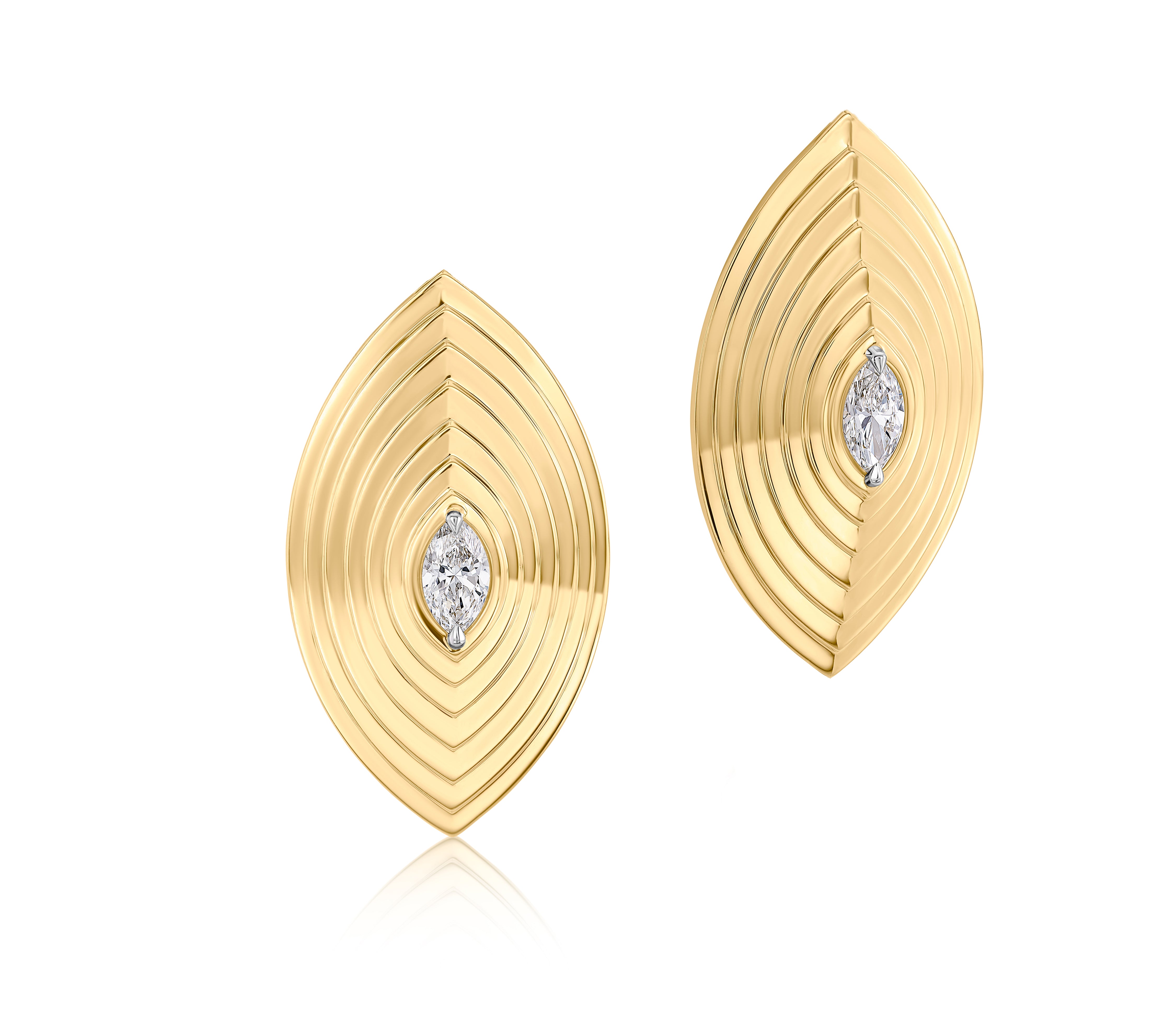 Marquise Shape Diamond Layered Studs