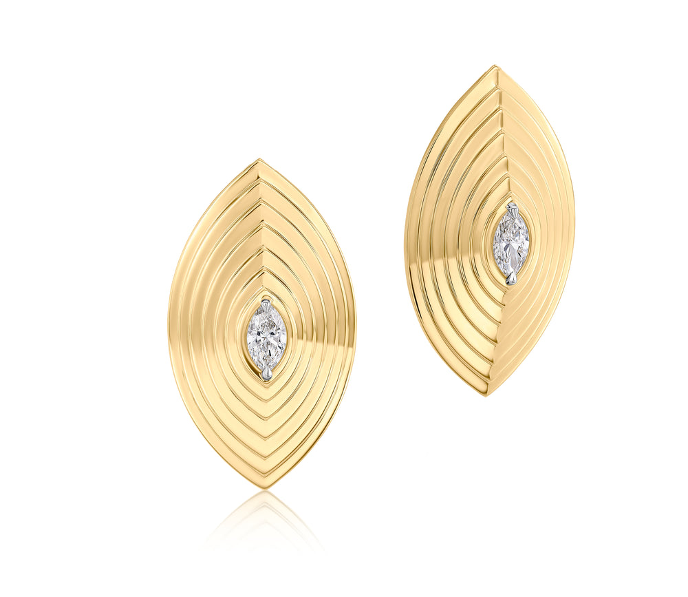 Marquise Shape Diamond Layered Studs