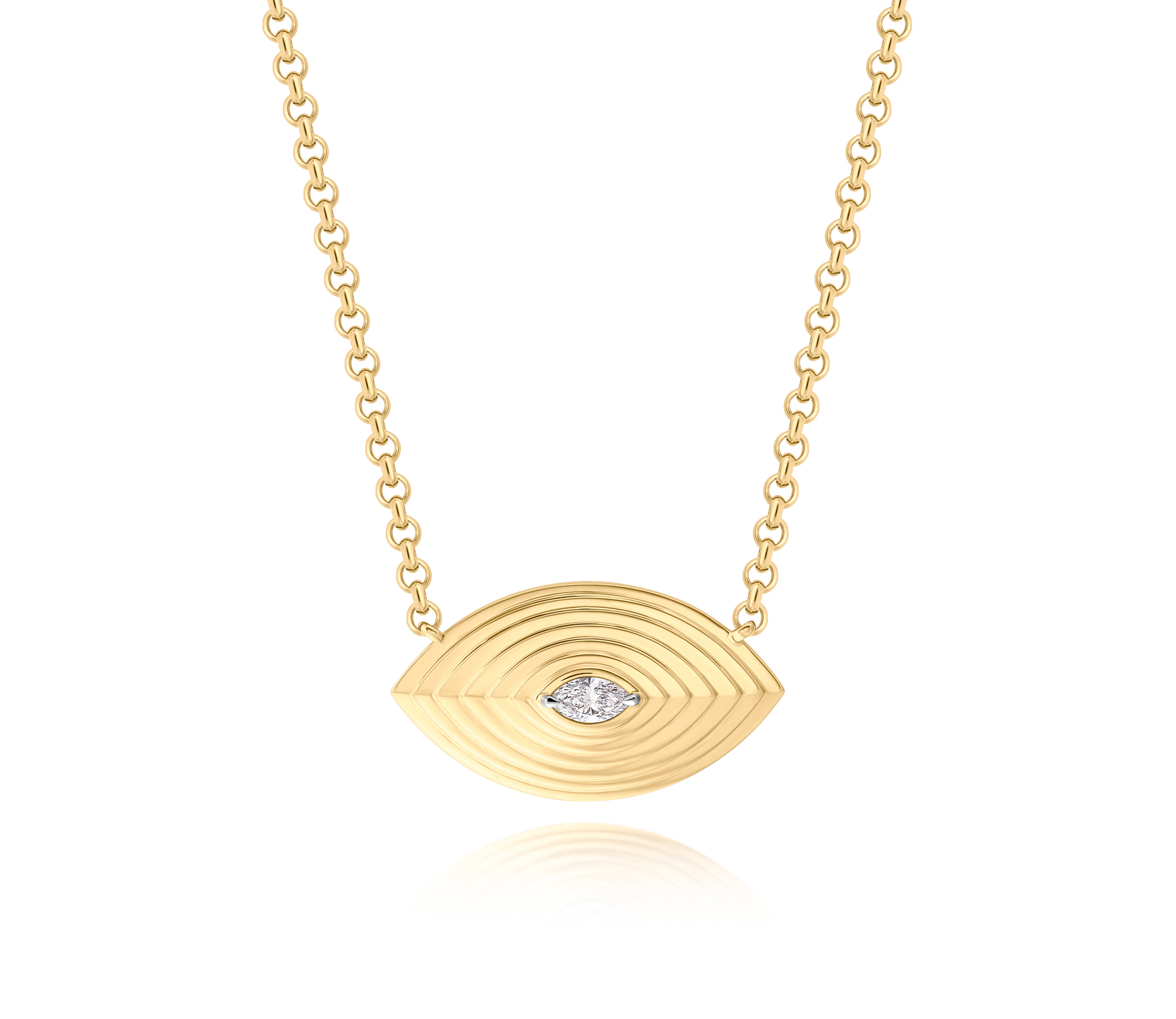 Marquise Shape Diamond Layered E-W Evil Eye Necklace