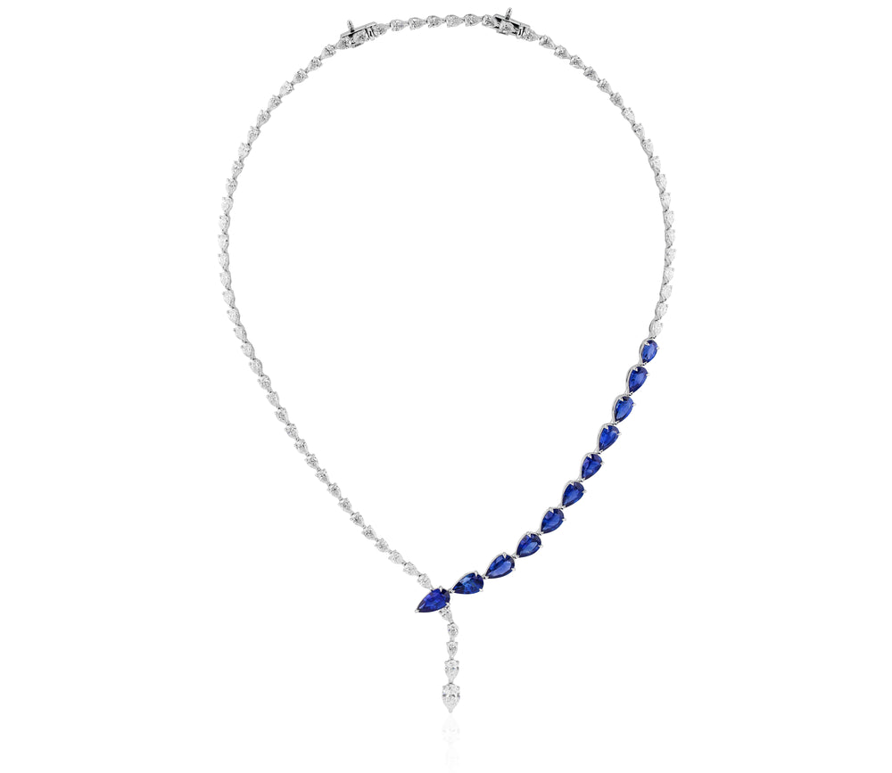 Pear Shape Diamond & Sapphire Seraph Necklace