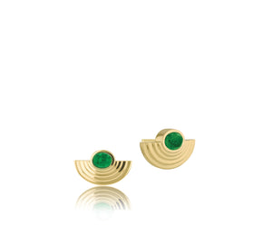 Emerald Cabochon Layered Demi Studs