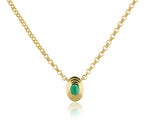 Emerald Cabochon Mini Oval Layered Necklace