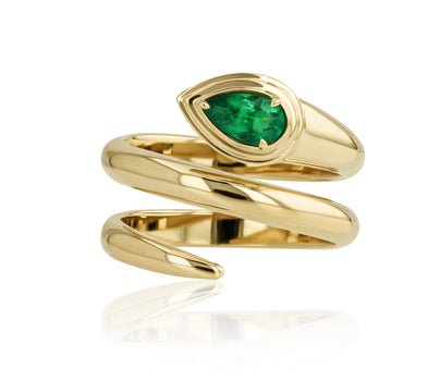 Pear Emerald Layered Wrap Ring