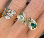 Pear Shape Emerald and Diamond Layered Double Ring