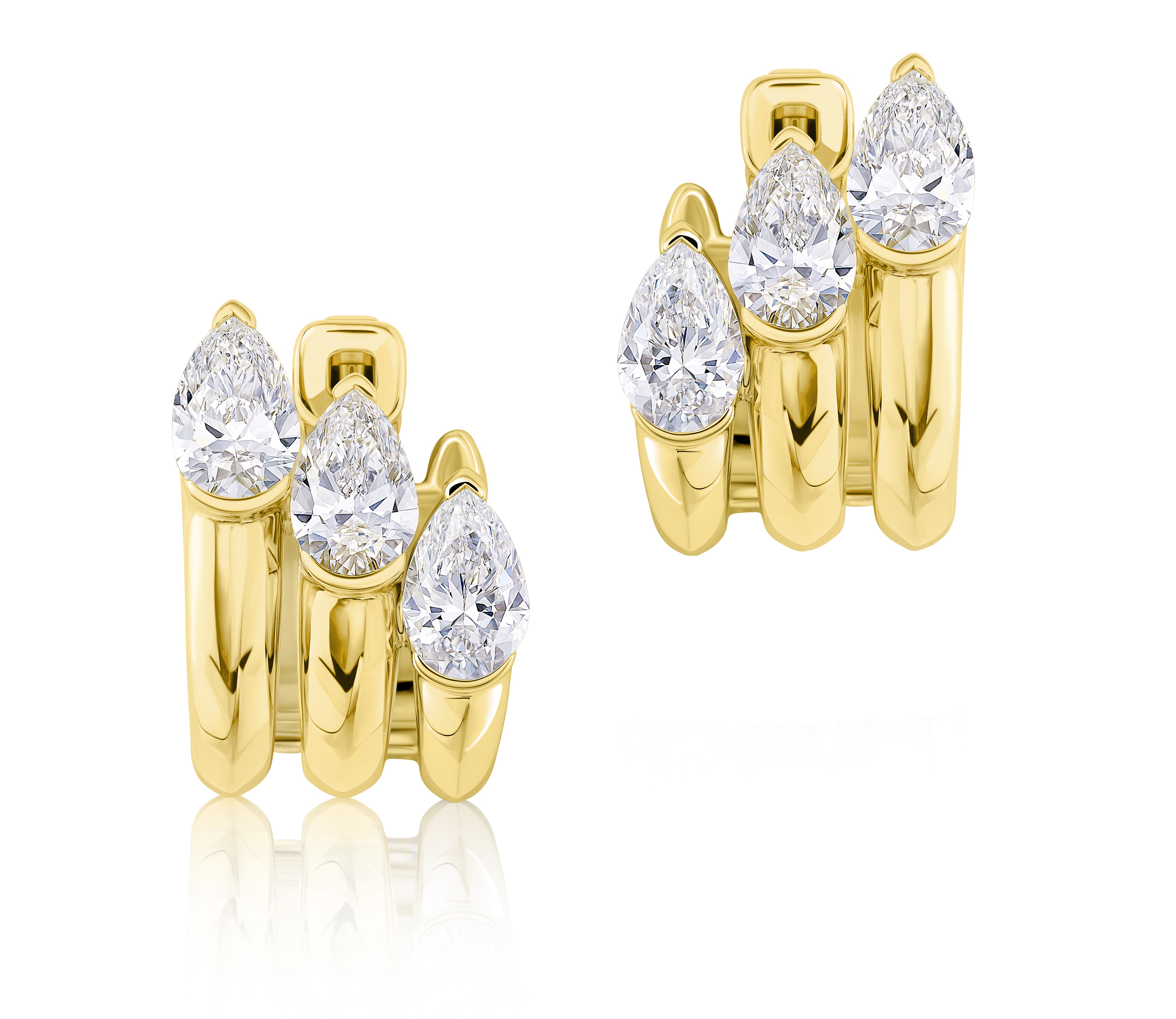 16MM Three Pear Shape Diamond Hoops