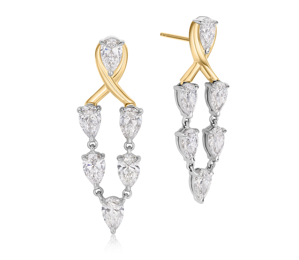 Diamond Pear Chandelier Earrings