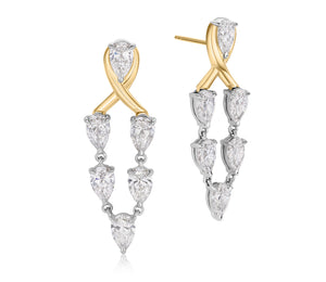 Diamond Pear Chandelier Earrings