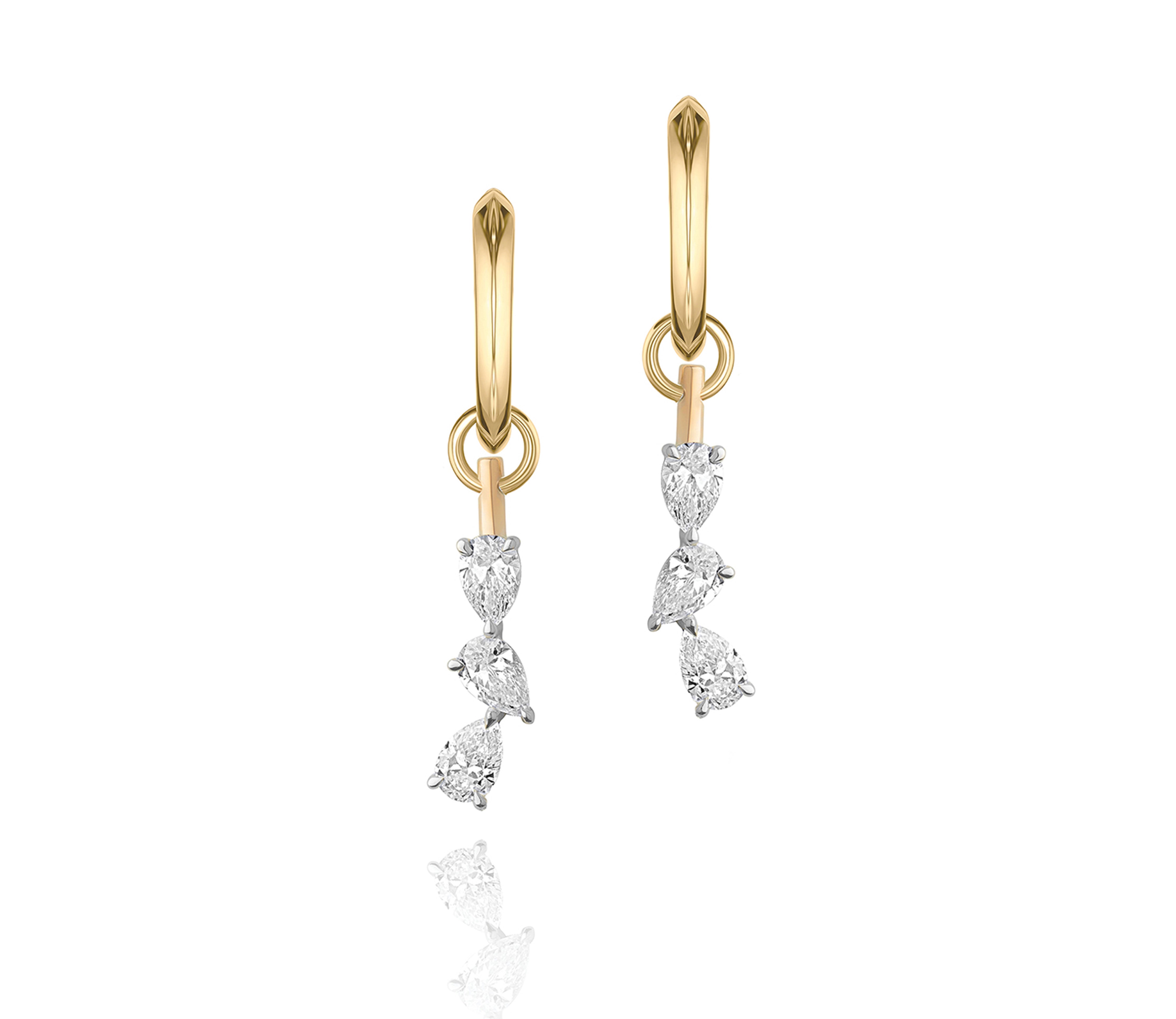 Pear Diamond Triple Drop Huggies