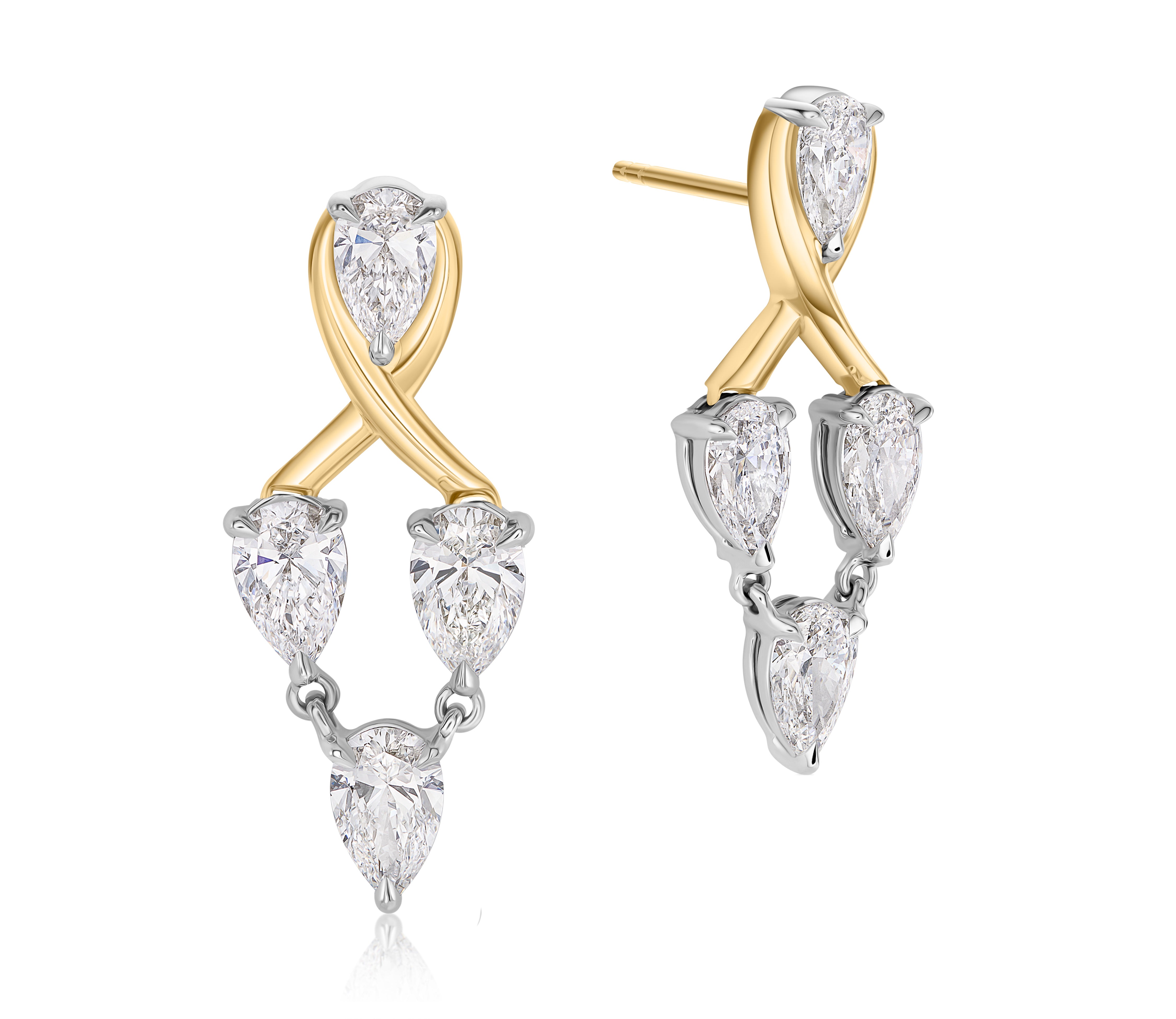 Diamond Pear Chandelier Earrings