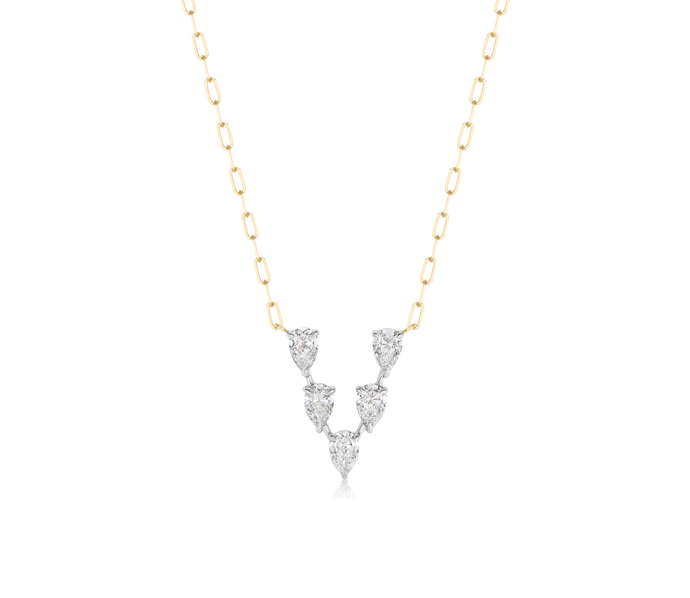 Pear Shape Diamond V-Necklace