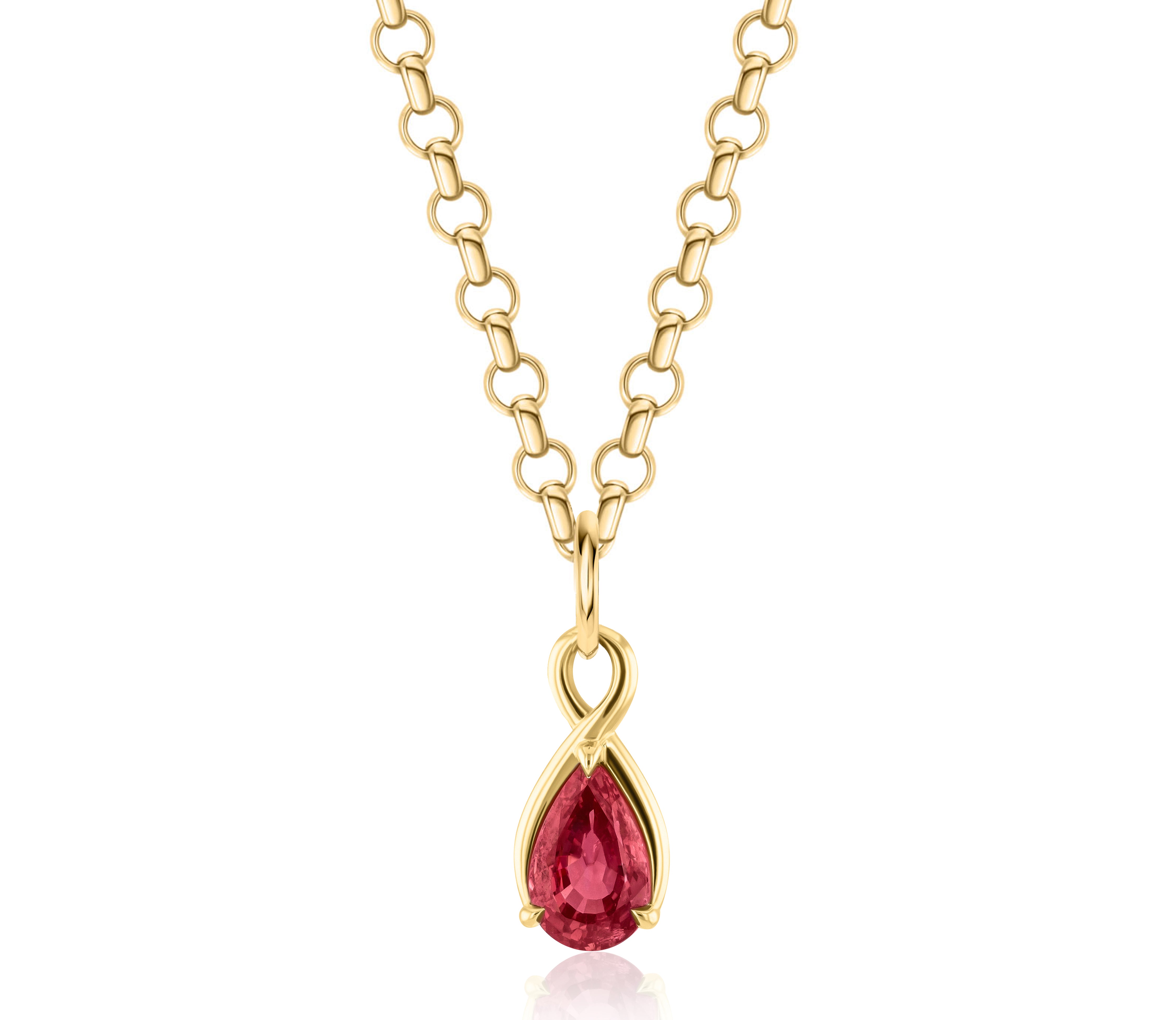 Padparadscha Pear Shape Sapphire Pirouette Pendant