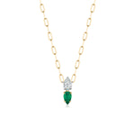 Emerald & Diamond Double Pear Necklace