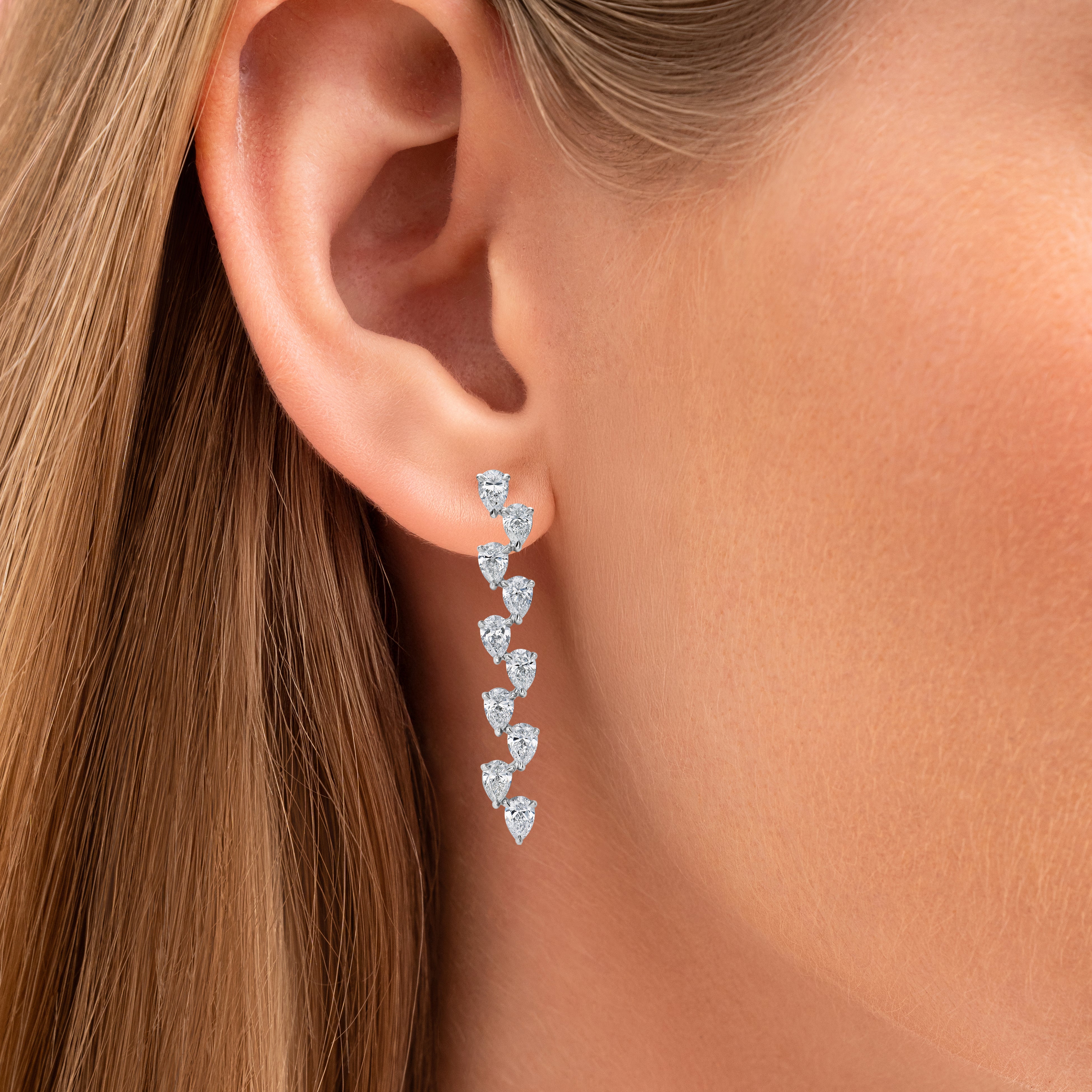 Pear Shape Diamond Long Offset Drops