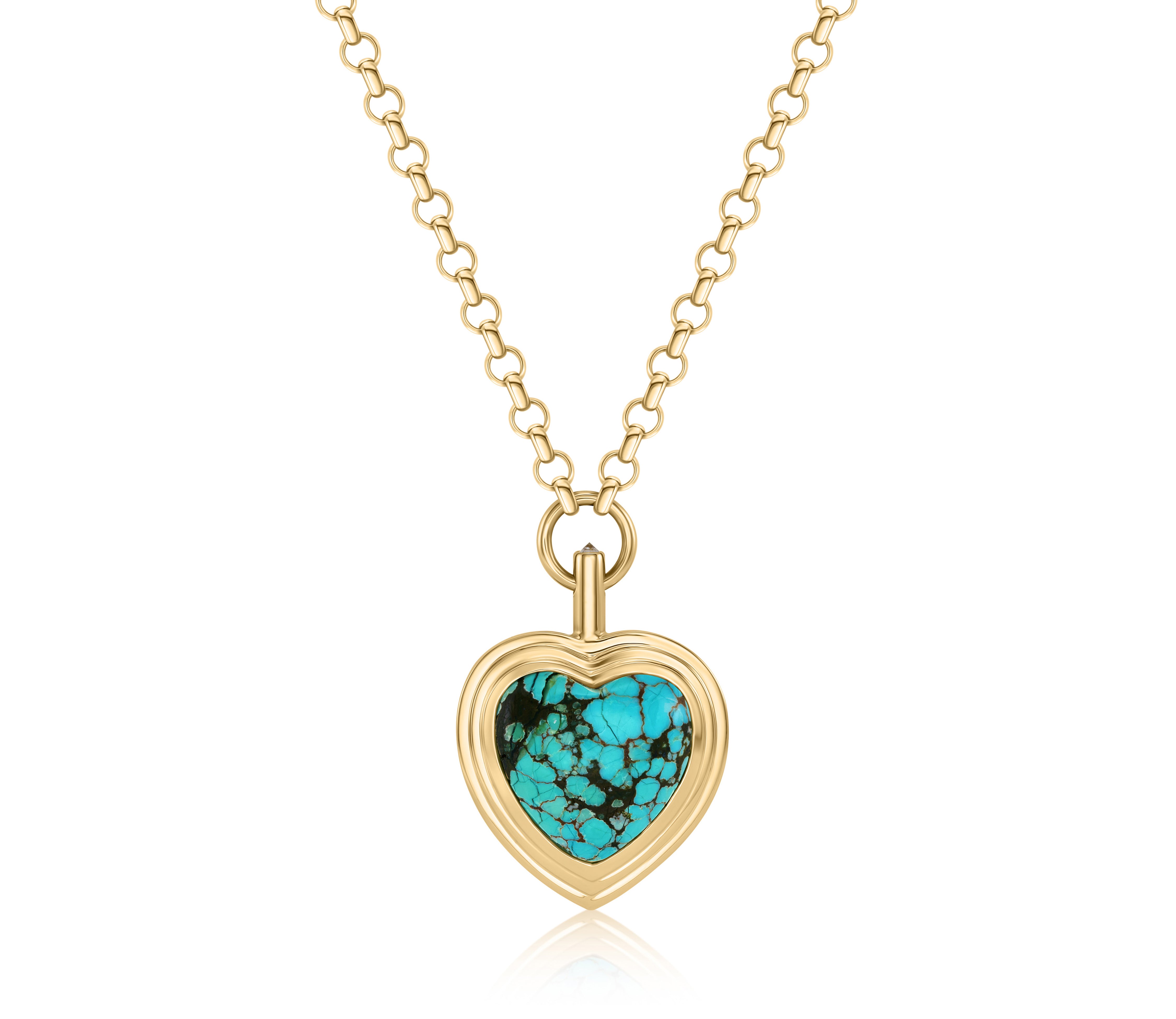 Turquoise Heart & Diamond Necklace