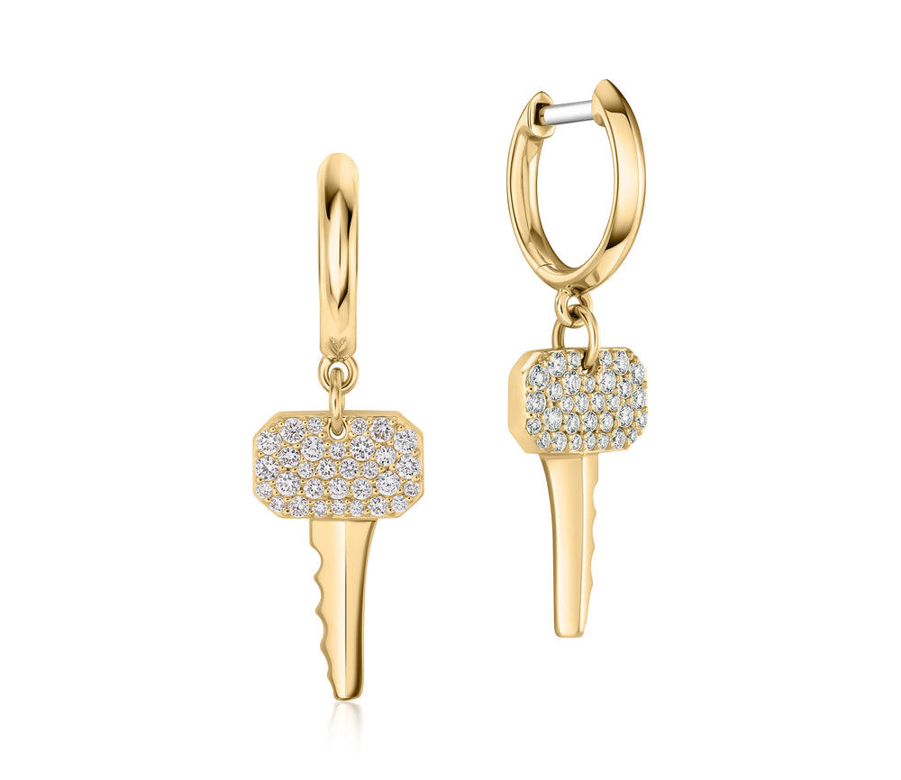 Diamond Key Huggies