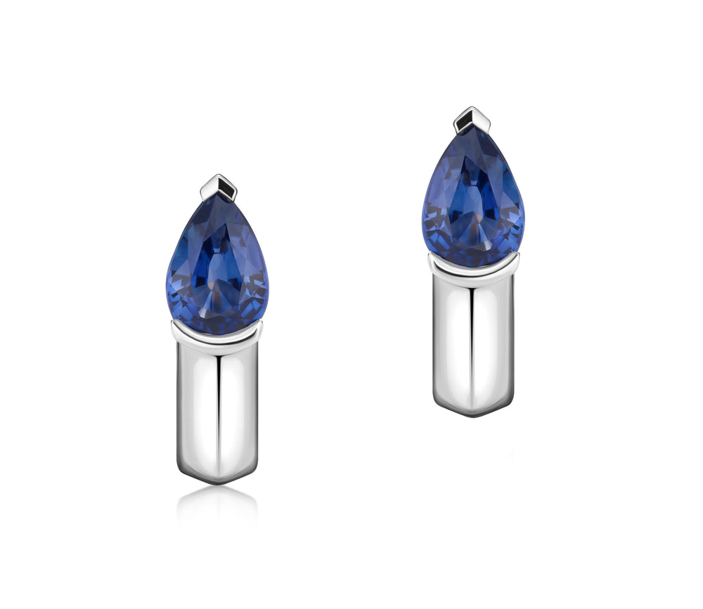 Pear Shape Diamond & Sapphire Mood Huggies