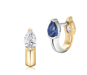 Pear Shape Diamond & Sapphire Mood Huggies