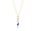 Pear Shape Diamond & Sapphire Triple Drop Necklace