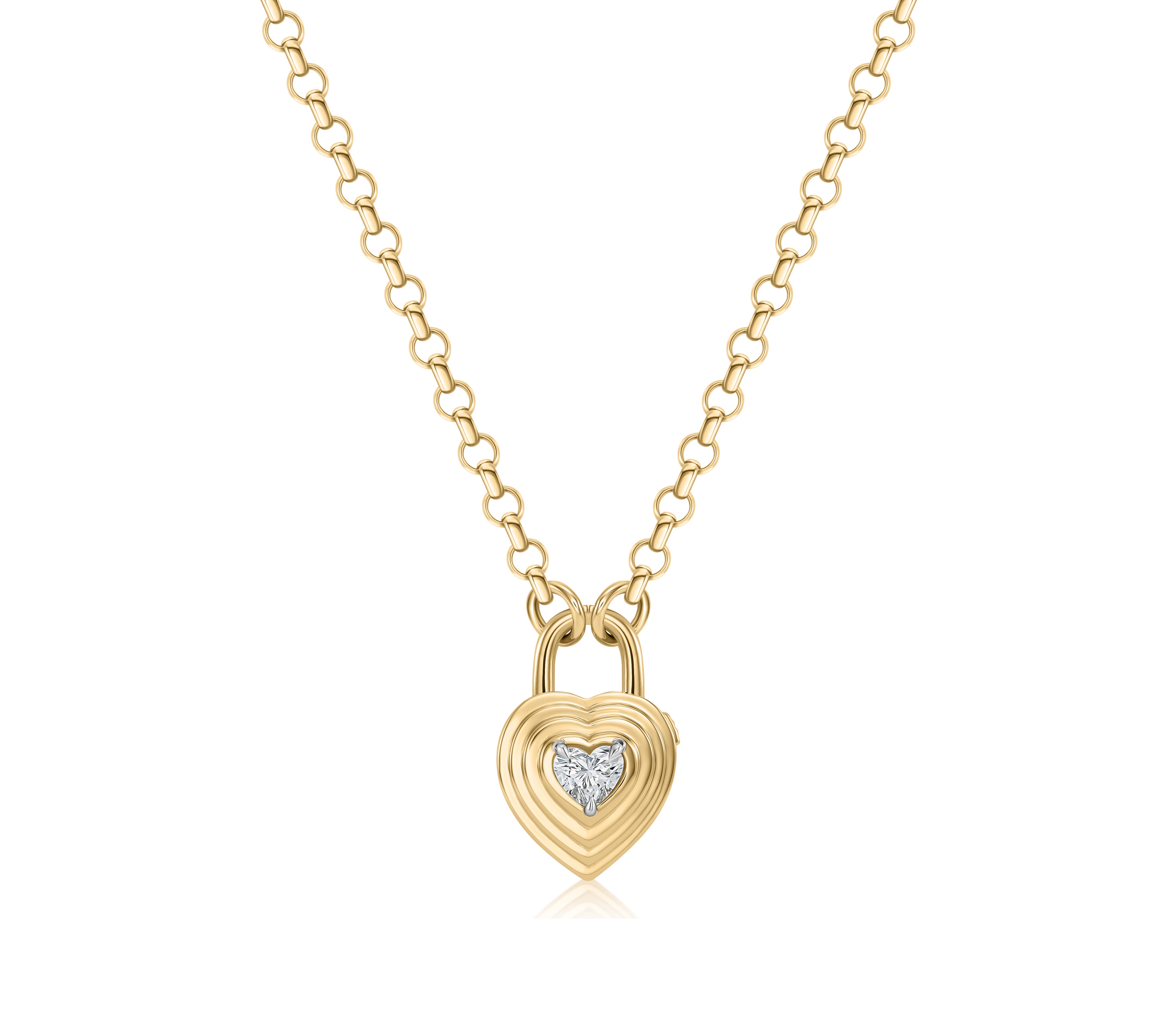 Diamond Heart Lock Necklace