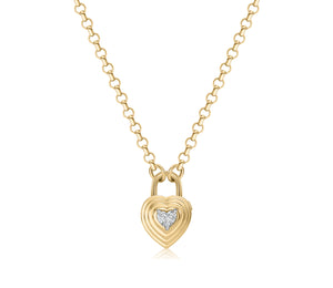 Diamond Heart Lock Necklace
