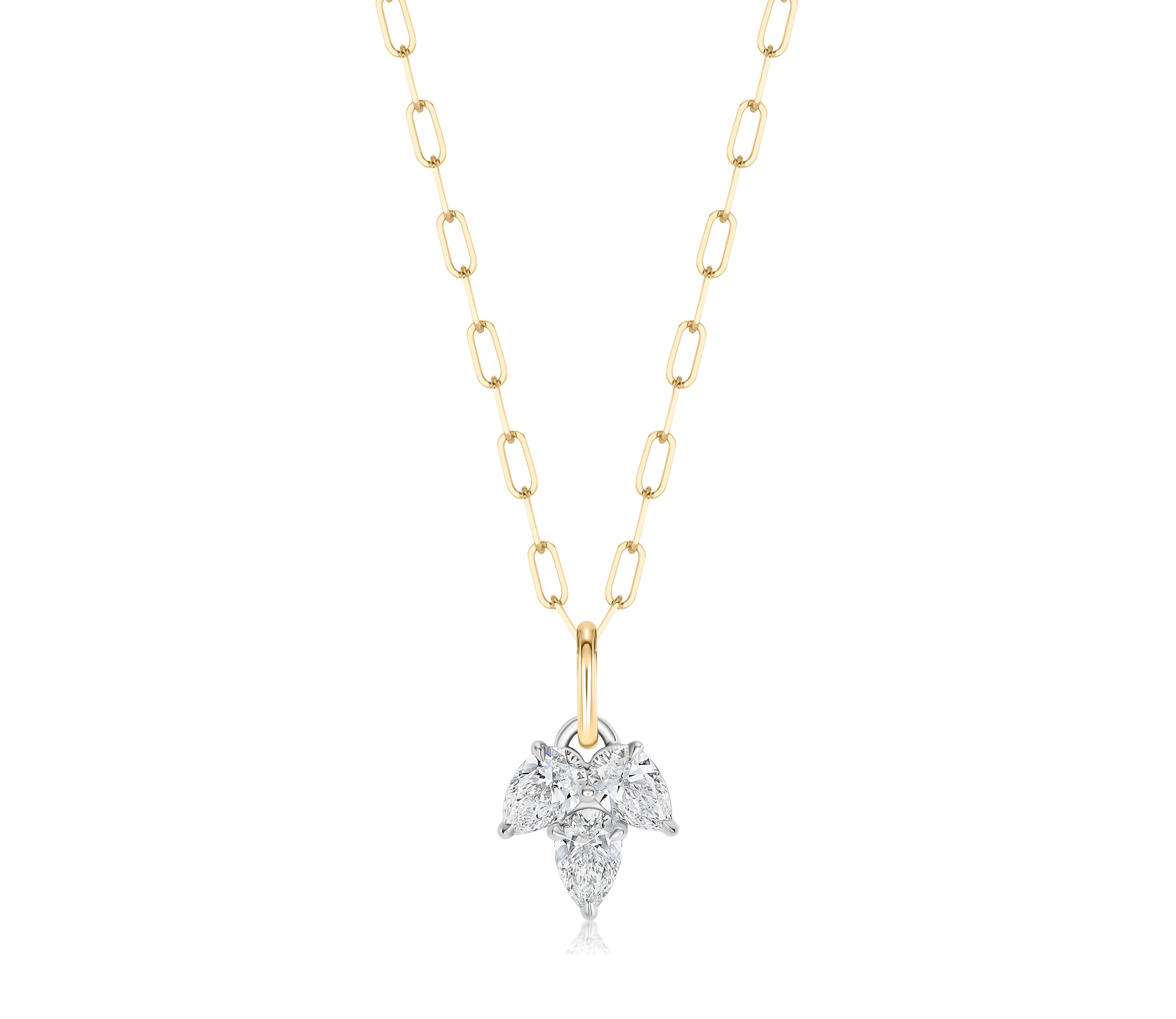 Triple Leaf Diamond Pear Necklace