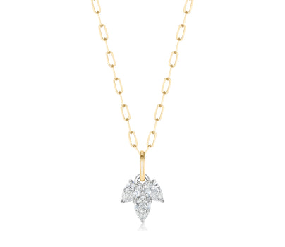 Triple Leaf Diamond Pear Necklace