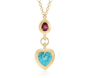 Turquoise & Rhodolite Necklace