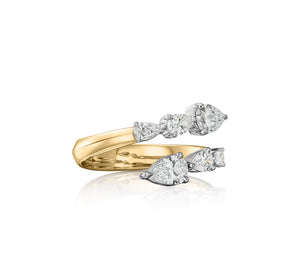 Pear Shape Diamond Graduated Crossover Ring