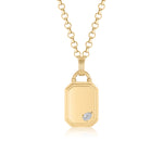 18k Yellow Gold 18mm Dog Tag Pear Diamond Necklace