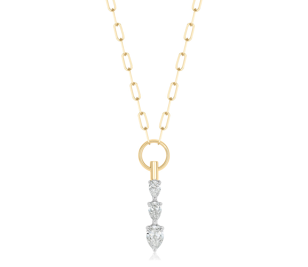 Graduated Triple Pear Shape Diamond Necklace