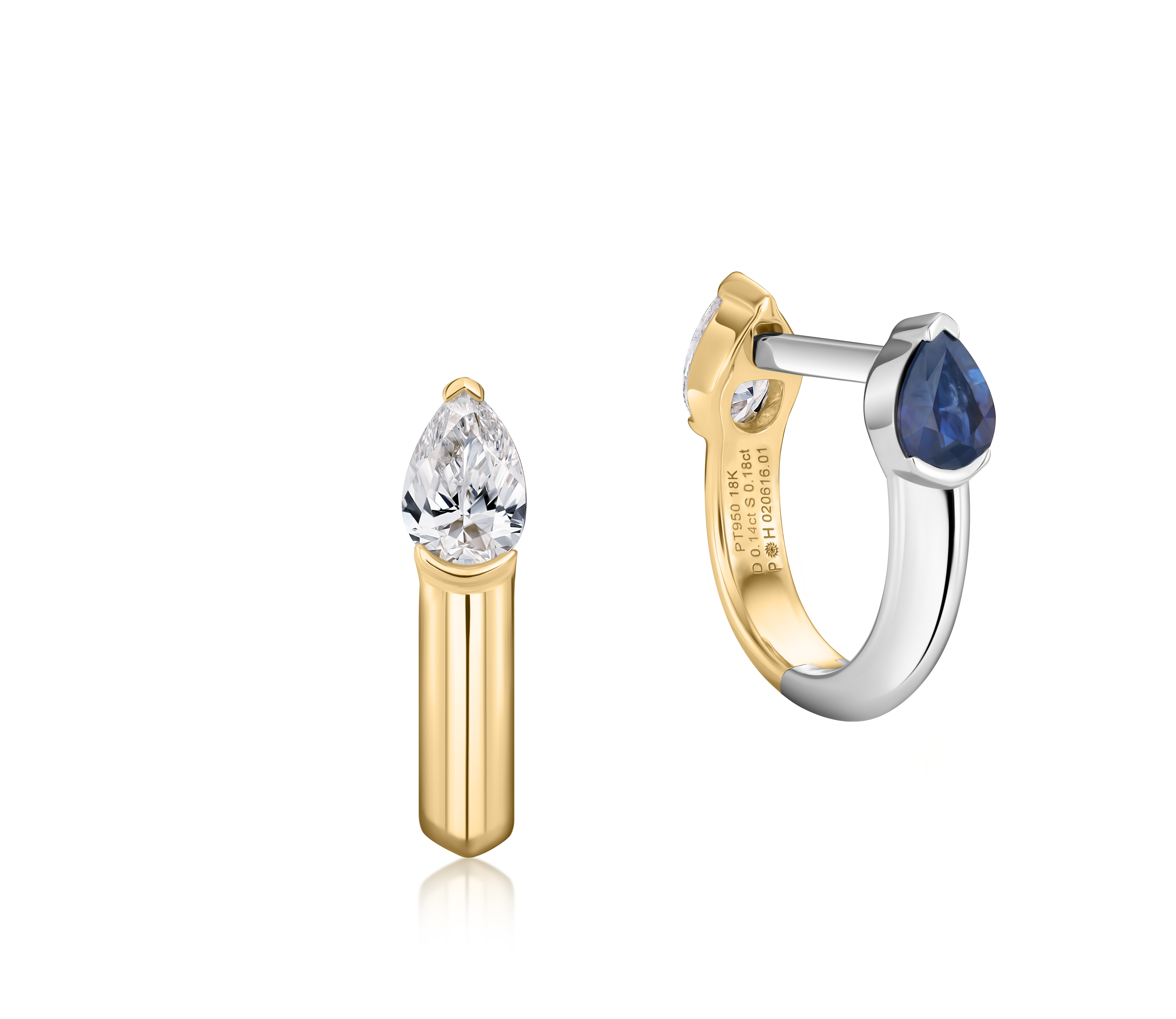 Pear Shape Diamond & Sapphire Mini Mood Huggies