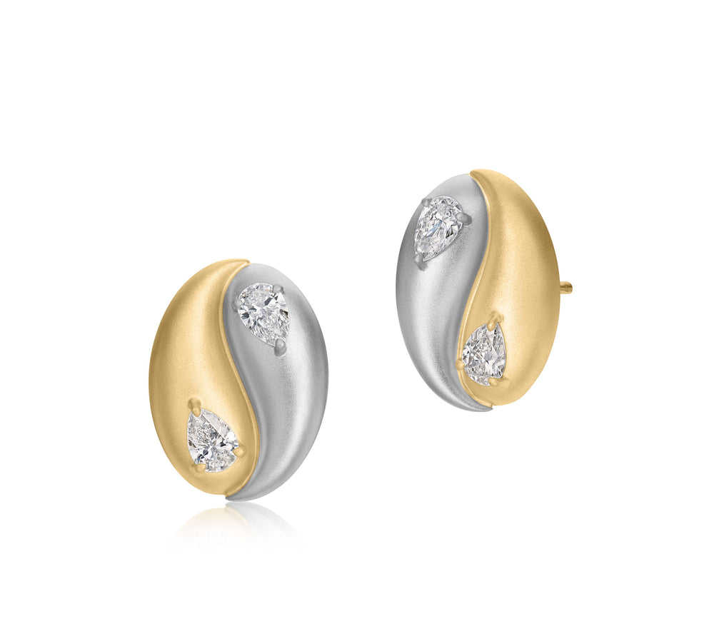 Pear Shape Diamond Yin Yang Studs