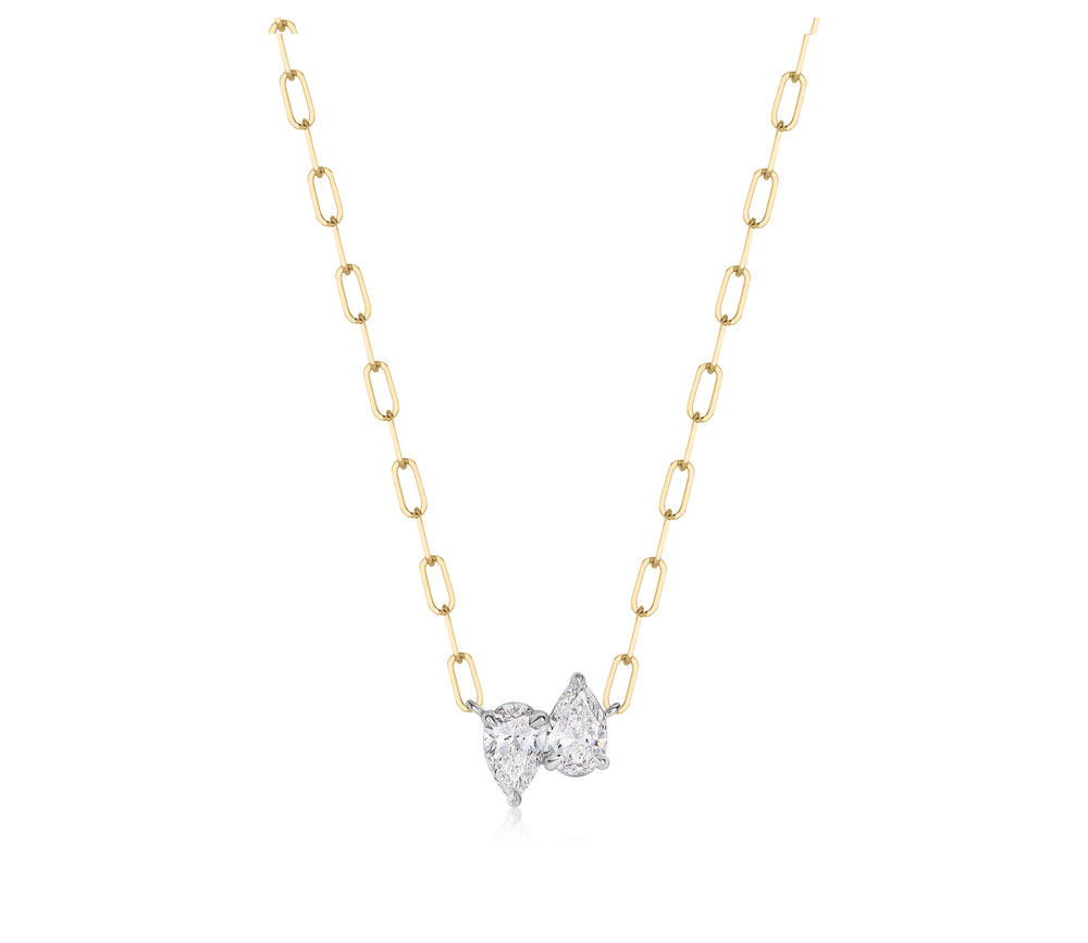 Up Down Pear Shape Diamond Necklace