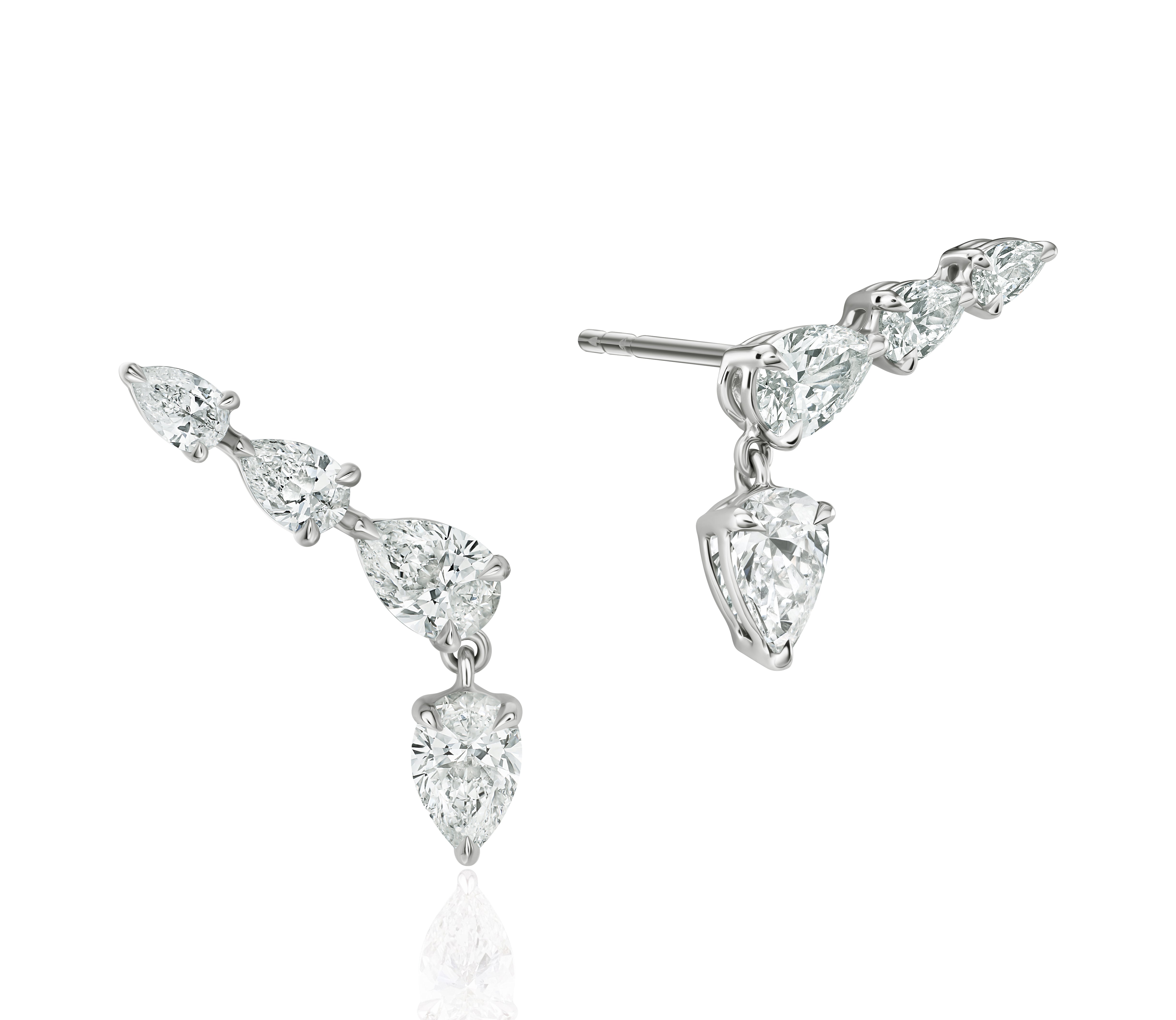 Diamond Climber Drop Pear Earrings