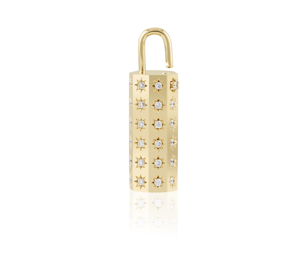 33 mm Diamond Octagon Lock Pendant