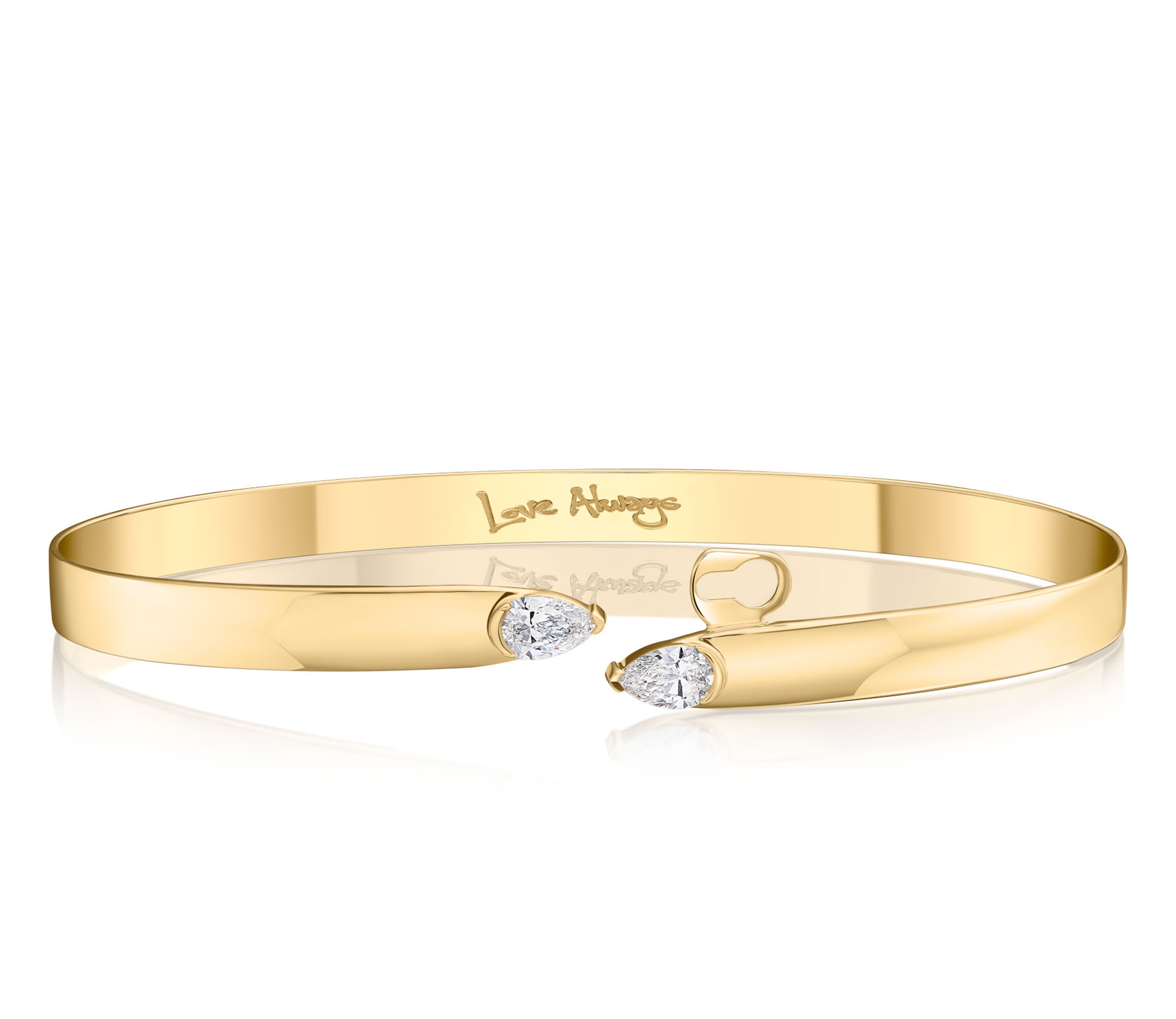 Double Pear Shape Diamond Crossover Love Always Bracelet