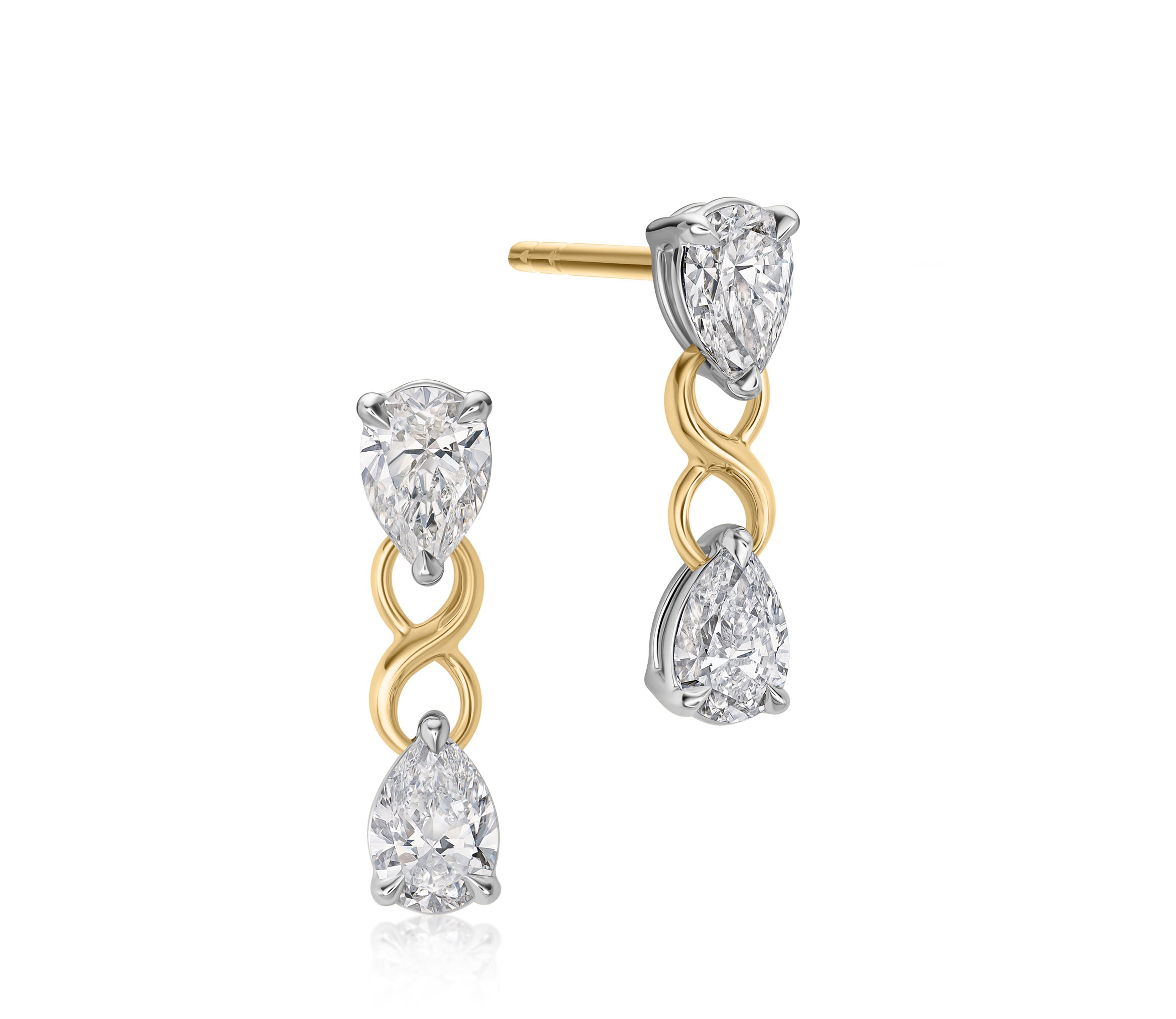 Pear Shape Diamond Twist Connection Earrings